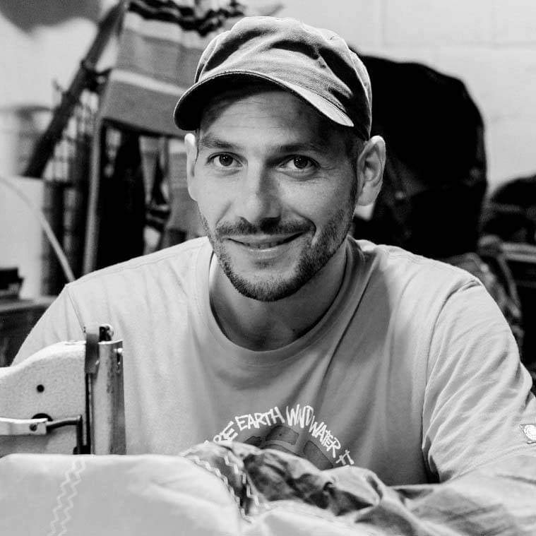Nicky at the sewing machine